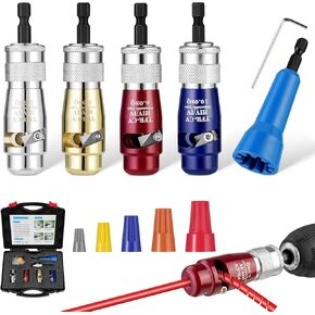 Wire Twister Tool for Drill, 6 in 1 Wire Stripping and Twisting Tool, Quickly Drill Wire Stripping Professional Electrician Tool Set, Portable Wire Nut Twister Cable Stripping and Connector
