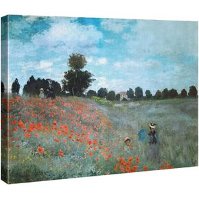 Wieco Art Framed Wall Art The Poppy Field Near Argenteuil Canvas Prints of Claude Monet Floral Oil Paintings Classic Flowers Landscape Pictures Artwork for Bedroom Home Decorations