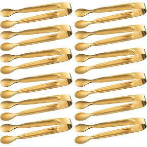 12Pack Ice Tongs Sugar Tongs,Mini Serving Tongs,Stainless Steel Appetizers Tongs Small Kitchen Tongs Serving Utensils for Tea Party,Coffee Bar,Appetizers,Desserts,Sugar,Ice Bucket 4.3In(Gold)