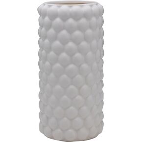 Elements Ceramic Textured Dot Vase, for Use with Dried or Faux Flowers and Greenery, 5.71x5.71x11.81 Inch, White
