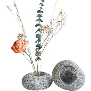 Stone Ikebana Vase - Handcrafted Japanese Flower Holder for Minimalist Floral Arrangements - Natural Stone with Stainless Steel Pin Frog - Unique Decorative Stone Vase