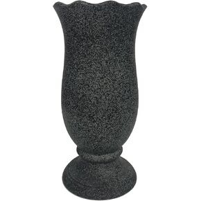 Memorial Grave Cemetery Vase Decoration for Grave Cemetery in Ground Marble Color with Spikes and Flower Foam B-Black