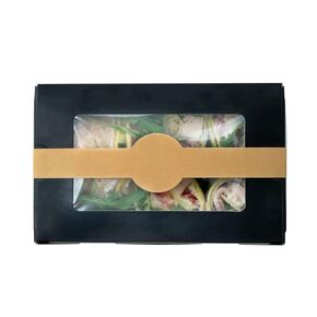 Restaurantware RW Base 12 x 1.5 Inch Packaging Bands 100 Self-Adhering Belly Bands - Disposable Strong Black Paper Label Stickers For Packaging Supplies Keeps Take Out Containers Sealed