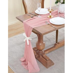 WARM HOME DESIGNS 35 x 120 Inch Beige Chiffon Fabric. Use Luxurious Chiffon Material as Chiffon Table Runner, Wedding Arch Decorations, Window Scarf, Party Backdrop. CF Beige 120"