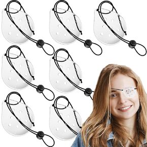 12 Pieces Clear Eyes Plastic Eye Shield Breathable Patch Covering with Elastic Rope for Eye Protection After Surgery