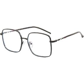 Oversized Square Metal Reading Glasses Women Men, Lady Large Eyewear, Blue Light Blocking Big Frame Computer Readers