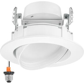 Maxxima 4 in. Rotatable LED Retrofit Downlight Gimbal, 950 Lumens, 10 Watts, 5 CCT 2700K/3000K/3500K/4000K/5000K, Dimmable, Aluminum Black Trim