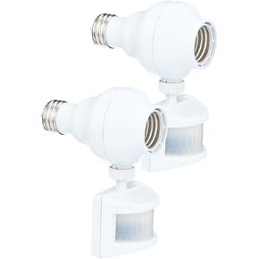 Westek Screw in Motion Sensor Light Socket for Outdoor Lighting, 2 Pack - This Motion Sensor Light Socket Adapter Turns On Lights When Movement is Detected, 20ft Distance - (OMLC163BC)