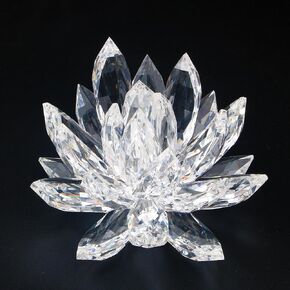 Crystal Lotus Glass Figurine Yoga Buddhism Healing Meditations Lotus Flower Gift Table Car Home Decor (Pink)