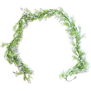 Gypsophila Artificial Flowers Garland 5.5Ft Faux Baby Breath Flowers Vine Real Touch Hanging for Wedding Arch Party Home Decor DIY (Blue)