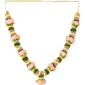 Artificial Mala Rose Flowers Ribbon Garland Haar Small Mala for Idol-Mala for God Statues Accessories Pooja Sringar Articles Ornament for Indian Traditional Festival Decoration(Size:-16")(Orange)
