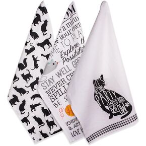 DII Everyday Pets Kitchen Collection Absorbent Dishtowel Set, 18x28, Beware, 3 Count
