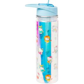 Silver Buffalo Hello Kitty Zodiac Iridescent Double Walled Tritan Water Bottle, 18 Ounces
