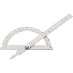 Utoolmart Stainless Steel Protractor 180° Round Head Angle Finder with 120mm Adjustable Arm, Machinist Tool 1pcs