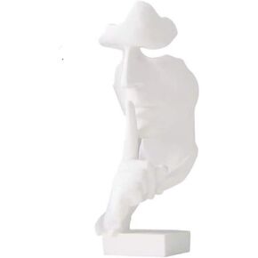 Asng Creative Abstract Men Figurine Sculptures, Keep Silence Statue, Thinker Statue, Office Home Decor (Black)
