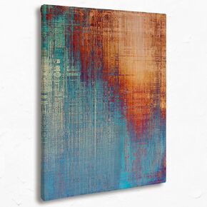 Turquoise Orange Abstract Modern Canvas Wall Art Prints,Nordic Teal Blue Minimalist Paintings Prints,11x14 inches Artwork for Art Theme Decor Office Salon Porch Bathroom Bedroom Living Room Home