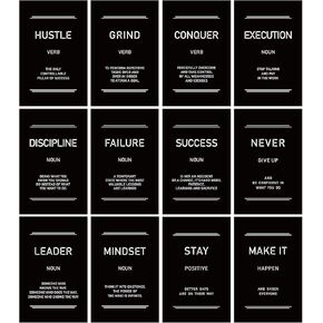 Faccito 12 Pcs Motivational Art Inspirational Style Wall Decor for Office 11 x 17 Inch Inspirational Positive Reading Quotes Poster for Home Wall, Unframed(Black with White Printing)