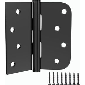 Door Hinge, 2-Pack Matte Black Door Hinges 4-inch Stainless Steel Hinge Ball Bearing Silent Hinge Interior Door Hinge with Square Rounded 5/8-inch Radius Corner Heavy Duty Hinge