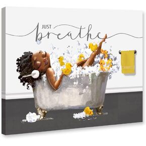 Genius Decor- Modern Funny Wall Art for Bathroom Yellow Gray Three Gooses in Bathtub Picture Print Canvas Decor (Ducks)