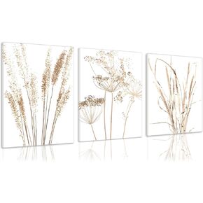 YFvrPt Neutral Botanical Flower Line Wall Art Set of 3 Modern Minimalist Plant Canvas Pictures Black and White Farmhouse Artwork Boho Painting Prints for Wall Decor Aesthetic Framed 12x16 In