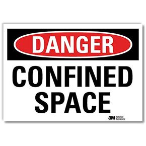 SmartSign (Pack of 4) 5 x7 inch “Danger - Confined Space" OSHA Sticker Labels, 5 mil Laminated Polyester with SuperStick Adhesive, Red, Black and White, Made in USA