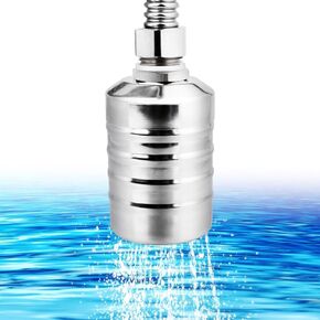 8PCS 304 Stainless Steel Water Float Valve with Stainless Steel Corrugated Flexible Connector, Fully Automatic Water Level Control Float Valve for Pool, for Water Tank, Livestock Troughs