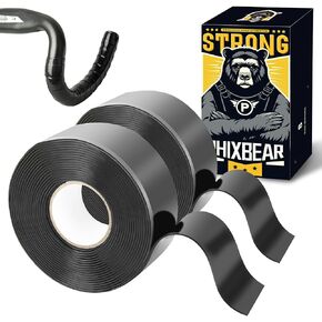 Thickened Bike Handlebar Tape, Bicycle Road Bike Bar Tape, Self Fusing Silicone Tape, Tennis Racket Baseball Bat Pickleball Handles Grip Tape, 2 Rolls 1in X 3FT