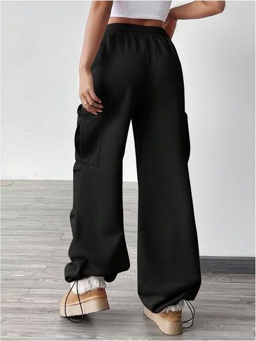 Women's High Waisted Drawstring Wide Leg Sweatpants Casual Y2K Baggy Workout Pants with Pockets in Saudi Arabia