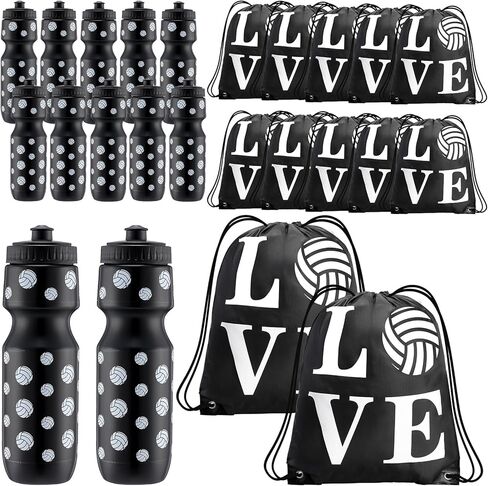 24 قطعة من هدايا حفلات الكرة الطائرة، زجاجة مياه للكرة الطائرة سعة 24 أونصة، هدية لفريق الكرة الطائرة مع حقيبة برباط، كأس بهلوان للكرة الطائرة، ملحقات تحت عنوان الكرة الطائرة للمناسبات الرياضية، مستلزمات الهدايا in Kuwait