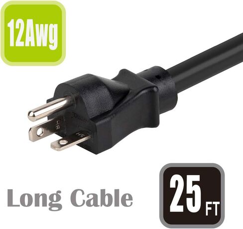 1FT Nema 6-20P to 6-20R Extension Cord, 20 Amp 250 Volt 12AWG Nema 6-20 Heavy Duty Extension Cable, Nema 6-20R T-Blade Cord with Red Indicator Light for Air Conditioner, Black in Saudi Arabia