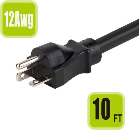 1FT Nema 6-20P to 6-20R Extension Cord, 20 Amp 250 Volt 12AWG Nema 6-20 Heavy Duty Extension Cable, Nema 6-20R T-Blade Cord with Red Indicator Light for Air Conditioner, Black in Saudi Arabia