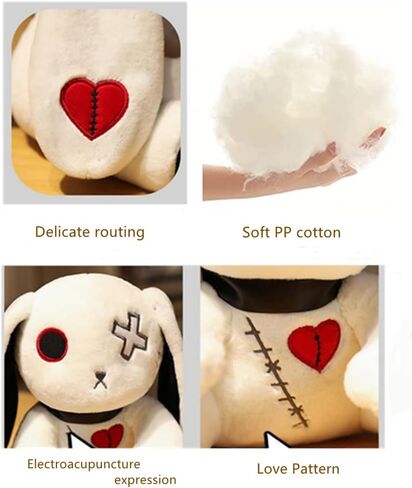 لعبة جوسون كريزي باني القطيفة، وسادة حيوانات محشوة على شكل أرنب مخيف للهالوين، هدية عيد ميلاد عيد الفصح للهالوين للأولاد والبنات (12 بوصة، أبيض) in Kuwait