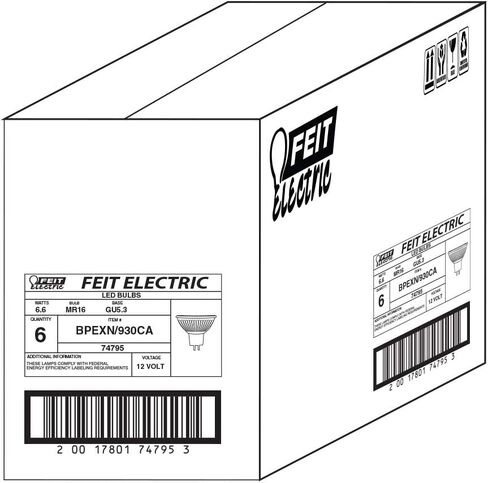 Feit Electric 6W LED Bulbs with 50W Equivalent, Dimmable, MR16 Light Bulbs, 22 Yrs. Lifetime, 500 Lumens, 3000K Warm White, 6 Bulbs - BPEXN/930CA/6 in Saudi Arabia