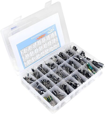 Fielect 630PCS 24Value Electrolytic Capacitor Assorment Kit Range 0.1uF-1000uF 10V 16V 25V 50V Aluminum Capacitors for Audio-Video Project Electronic Repair Part in Saudi Arabia