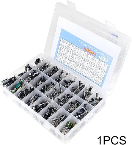 Fielect 630PCS 24Value Electrolytic Capacitor Assorment Kit Range 0.1uF-1000uF 10V 16V 25V 50V Aluminum Capacitors for Audio-Video Project Electronic Repair Part in Saudi Arabia