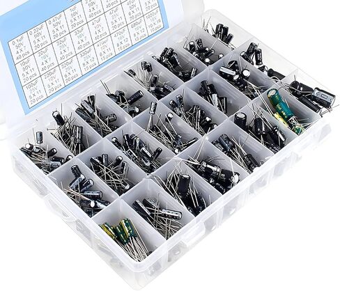 Fielect 630PCS 24Value Electrolytic Capacitor Assorment Kit Range 0.1uF-1000uF 10V 16V 25V 50V Aluminum Capacitors for Audio-Video Project Electronic Repair Part in Saudi Arabia