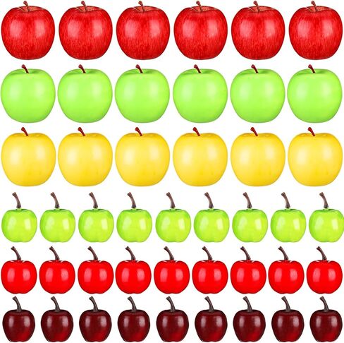 99 Pcs Realistic Fake Apples Mix 6 Styles Artificial Apples Faux Apples Decorative Fruits Foam Plastic Fake Fruits for House Home Party Kitchen Photography Teacher Appreciation Week Party Decor in Saudi Arabia