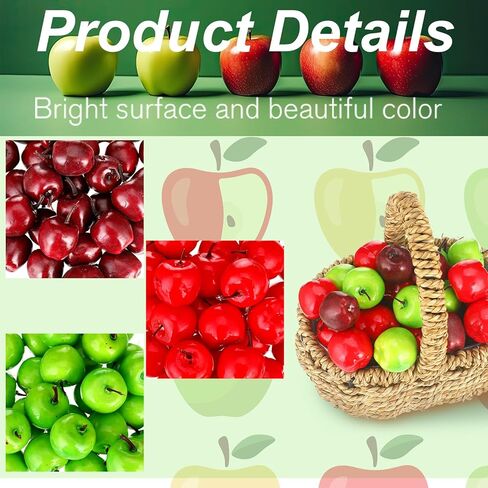 99 Pcs Realistic Fake Apples Mix 6 Styles Artificial Apples Faux Apples Decorative Fruits Foam Plastic Fake Fruits for House Home Party Kitchen Photography Teacher Appreciation Week Party Decor in Saudi Arabia