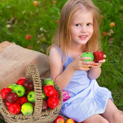99 Pcs Realistic Fake Apples Mix 6 Styles Artificial Apples Faux Apples Decorative Fruits Foam Plastic Fake Fruits for House Home Party Kitchen Photography Teacher Appreciation Week Party Decor in Saudi Arabia