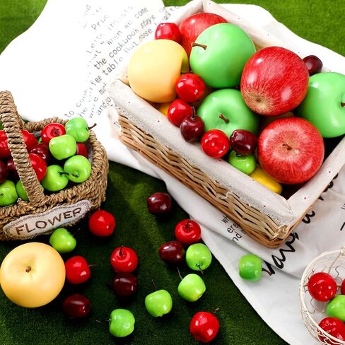 99 Pcs Realistic Fake Apples Mix 6 Styles Artificial Apples Faux Apples Decorative Fruits Foam Plastic Fake Fruits for House Home Party Kitchen Photography Teacher Appreciation Week Party Decor in Saudi Arabia