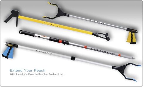 Pro P201, Aluminum Reacher, Wide 5.5" Jaw, 360° Rotating Jaw, Durable and Rust-Proof, Unique Handle and Trigger, 1 Year Warranty, 20", Yellow in Saudi Arabia