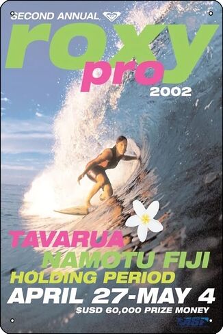 2002 Roxy Surf Poster Poster Metal Tin Sign Fun Home Art Wall Decor 8x12 Inch in Saudi Arabia