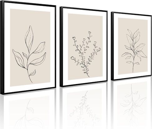 Botanical Wall Art Decor Set of 3 Neutral Wall Decor Boho Beige Canvas Wall Art Botanical Minimalist Pictures Botanical Neutral Prints Beige Boho Artwork for Room Bedroom 12x16 Inch Unframed in Saudi Arabia