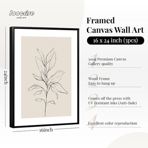 Botanical Wall Art Decor Set of 3 Neutral Wall Decor Boho Beige Canvas Wall Art Botanical Minimalist Pictures Botanical Neutral Prints Beige Boho Artwork for Room Bedroom 12x16 Inch Unframed in Saudi Arabia