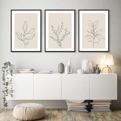 Botanical Wall Art Decor Set of 3 Neutral Wall Decor Boho Beige Canvas Wall Art Botanical Minimalist Pictures Botanical Neutral Prints Beige Boho Artwork for Room Bedroom 12x16 Inch Unframed in Saudi Arabia