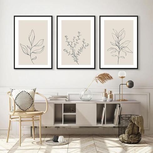 Botanical Wall Art Decor Set of 3 Neutral Wall Decor Boho Beige Canvas Wall Art Botanical Minimalist Pictures Botanical Neutral Prints Beige Boho Artwork for Room Bedroom 12x16 Inch Unframed in Saudi Arabia