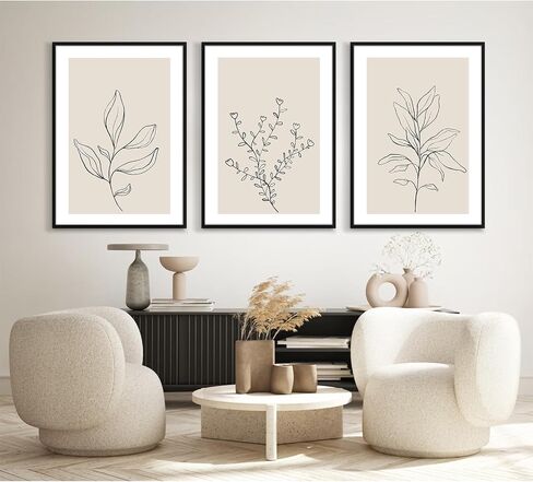 Botanical Wall Art Decor Set of 3 Neutral Wall Decor Boho Beige Canvas Wall Art Botanical Minimalist Pictures Botanical Neutral Prints Beige Boho Artwork for Room Bedroom 12x16 Inch Unframed in Saudi Arabia
