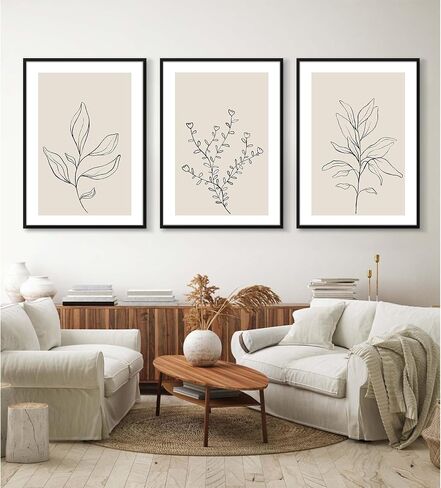 Botanical Wall Art Decor Set of 3 Neutral Wall Decor Boho Beige Canvas Wall Art Botanical Minimalist Pictures Botanical Neutral Prints Beige Boho Artwork for Room Bedroom 12x16 Inch Unframed in Saudi Arabia