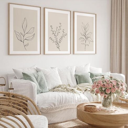 Botanical Wall Art Decor Set of 3 Neutral Wall Decor Boho Beige Canvas Wall Art Botanical Minimalist Pictures Botanical Neutral Prints Beige Boho Artwork for Room Bedroom 12x16 Inch Unframed in Saudi Arabia
