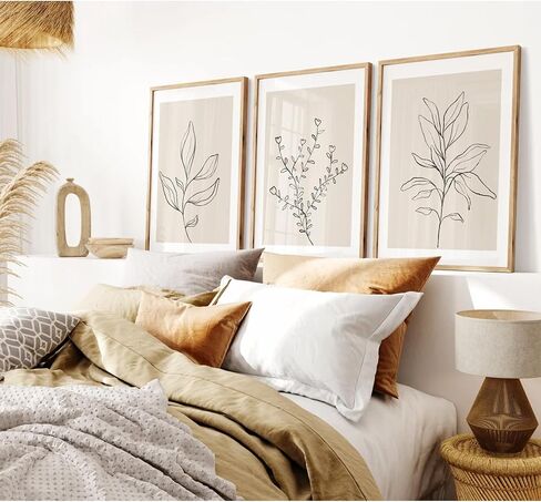 Botanical Wall Art Decor Set of 3 Neutral Wall Decor Boho Beige Canvas Wall Art Botanical Minimalist Pictures Botanical Neutral Prints Beige Boho Artwork for Room Bedroom 12x16 Inch Unframed in Saudi Arabia